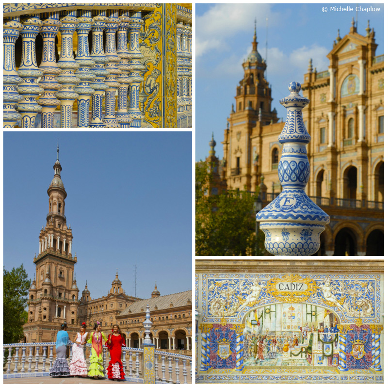 Plaza de España is a semi-circular brick building, Renaissance/neo-Moorish in style © Michelle Chaplow Plaza de España, Seville, Andalucia © Michelle Chaplow