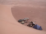 Overnight camp under cresent shaped dune.