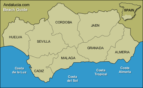 Andalucia Map of provinces and costas Andalucia Map of provinces and costas