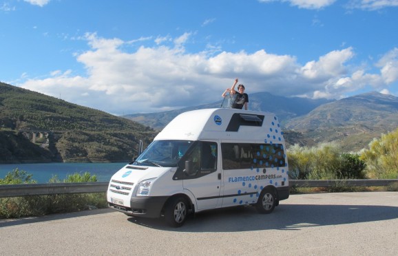 About to head up into the mountains - the van's roof window was an instant hit. About to head up into the mountains - the van's roof window was an instant hit.