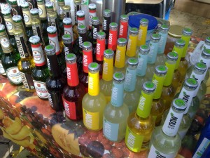 Drinks at weekly organic market in the Alameda, Sevilla