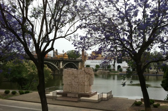 This is the view from the Naves del Barranco across the river to the Castillo San Jorge in Triana.