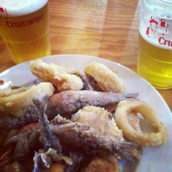Pescaito frito - mixed fried fish - is the dish of the Feria's opening night.