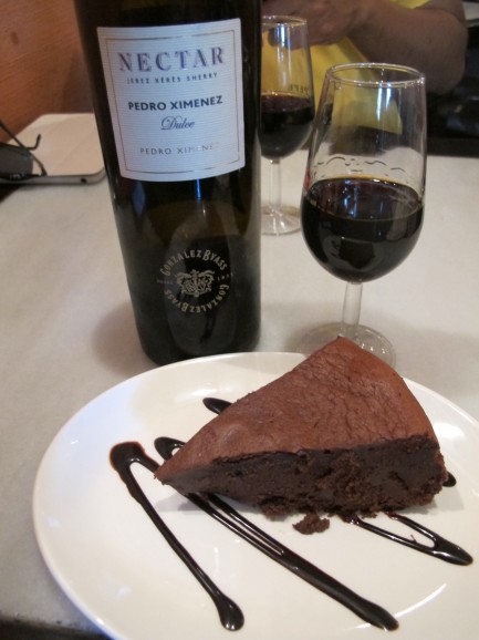 Chocolate cake with Pedro Ximenez sherry.