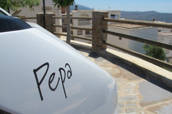 Pepa the campervan parked up in Laroles. Pepa the campervan parked up in Laroles.