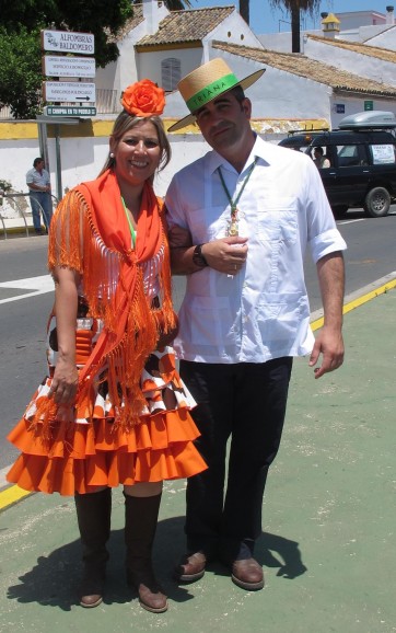 couple orange dress