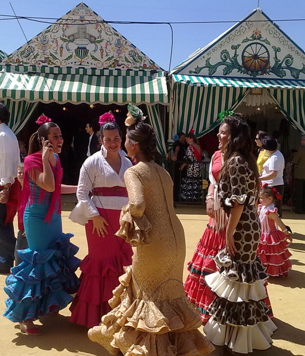 A group of feriantes at the Feria de Abril in Sevilla. A group of feriantes at the Feria de Abril in Sevilla.