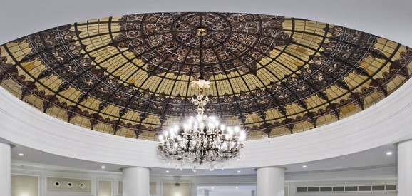 The beautiful glass dome of the Hotel Colon, which opened in 1929. The beautiful glass dome of the Hotel Colon, which opened in 1929.