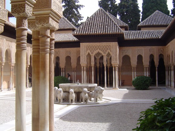 lions from arcade of patio