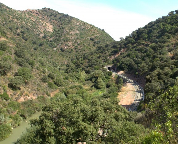 Mr Henderson's railway follows the river Guadiaro, offering superb views of wild tree-covered hillsides. You can hike alongside some parts of it too.