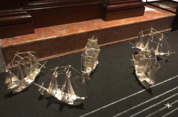 Model ships follow timelines along the floor, marking their progress and inclusion (or not) in the fleet. Model ships follow timelines along the floor, marking their progress and inclusion (or not) in the fleet.