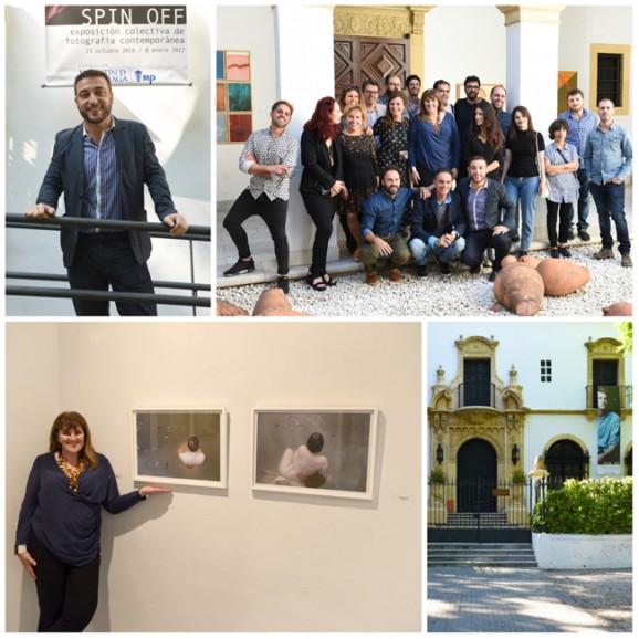 Eduardo DAcosta - Curator of the Spin Off Exhibition, The Artists, Michelle Chaplow with the Pool of Life and the facade of the Fundacion Valentin Madariaga