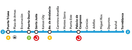 Map line 2 Sevilla metro Map line 2 Sevilla metro