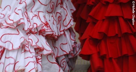 Eleborate skirts of the "farales" (flamenco style Dress). © Michelle Chaplow