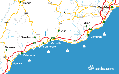 Costa Del Sol Map Costa Del Sol Destinations | Andalucia.com