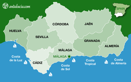 Romper texto Besugo The Maps of Malaga, Andalucía, Costa del Sol, Spain