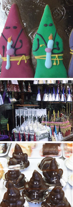 Delicious Semana Santa sweets (the hooded figures) are available in local pastelerias. ©Michelle Chaplow Delicious Semana Santa sweets (the hooded figures) are available in local pastelerias. ©Michelle Chaplow