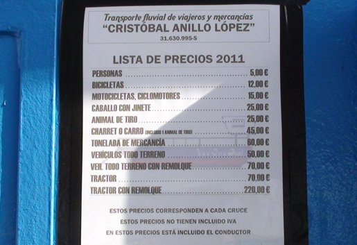 The ferry from Bajo de Guia beach to the shore of Parque Nacional de Doñana costs five euros per person, each way. © andalucia.com The ferry from Bajo de Guia beach to the shore of Parque Nacional de Doñana costs five euros per person, each way. © andalucia.com
