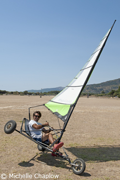  Trying out some landsailing tricks in Tarifa.  © Michelle Chaplow