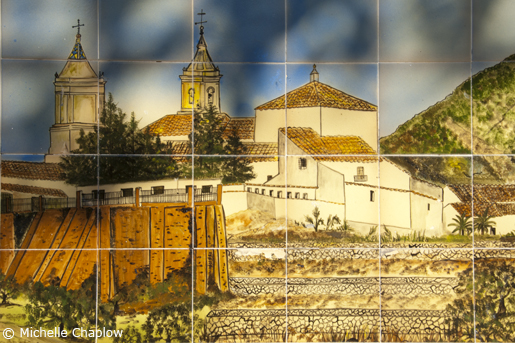 A hand painted ceramic image of Puerto Serrano. © Michelle Chaplow A hand painted ceramic image of Puerto Serrano. © Michelle Chaplow