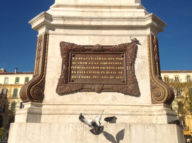 © Chris  Chaplow Plaque on the Obelisk in Plaza de la Merced