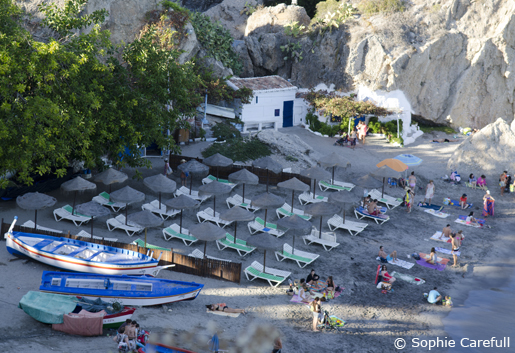 Playa Calahonda just beneath the Balcon de Europa has old fishermen's cottages built into the rock. © Sophie Carefull