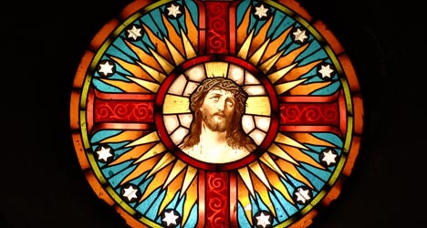 Ermita de Nuestra Señora de los Remedios, stained glass window.