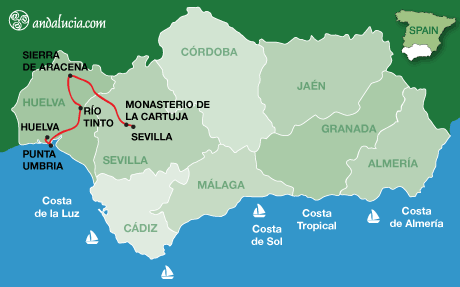 Car Hire Itineraries from Seville Airport to Huelva