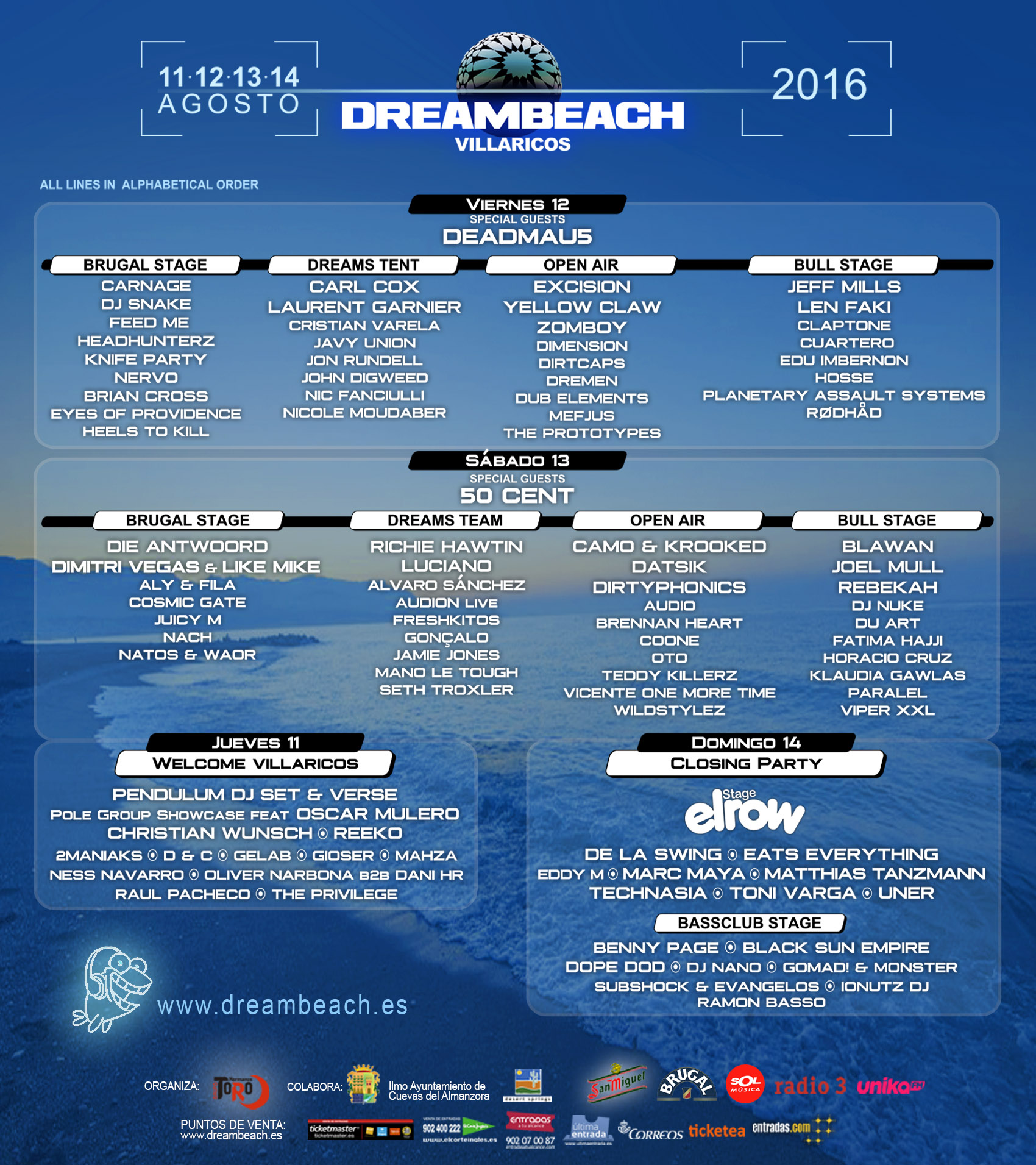 Dreambeach festival 2016 line up poster