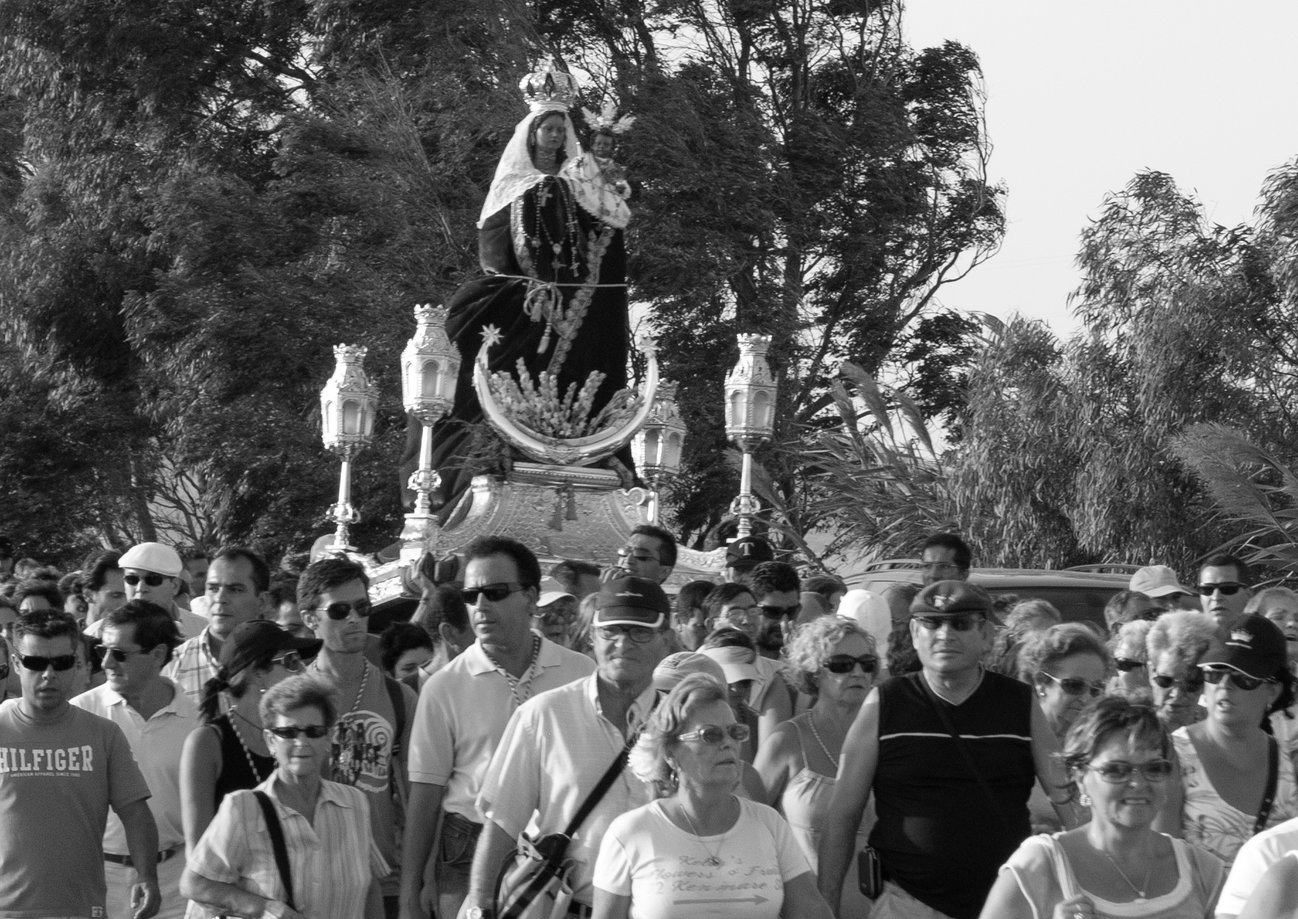 Santuario de la Virgen de la Luz, Tarifa The Agricultural Cavalcade of Tarifa dates back to 1914, the image of the Virgen de la Luz travels from the Sanctuary into of Tarifa town accompanied by riders on horseback and pilgrims. © Michelle Chaplow