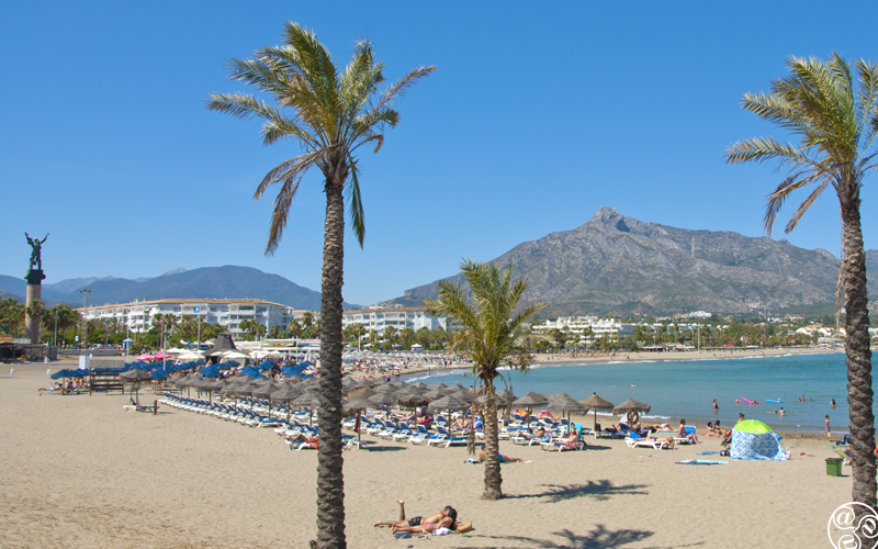 Beaches in and near Puerto Banus, Marbella, Costa del Sol, Andalucia,  Southern Spain