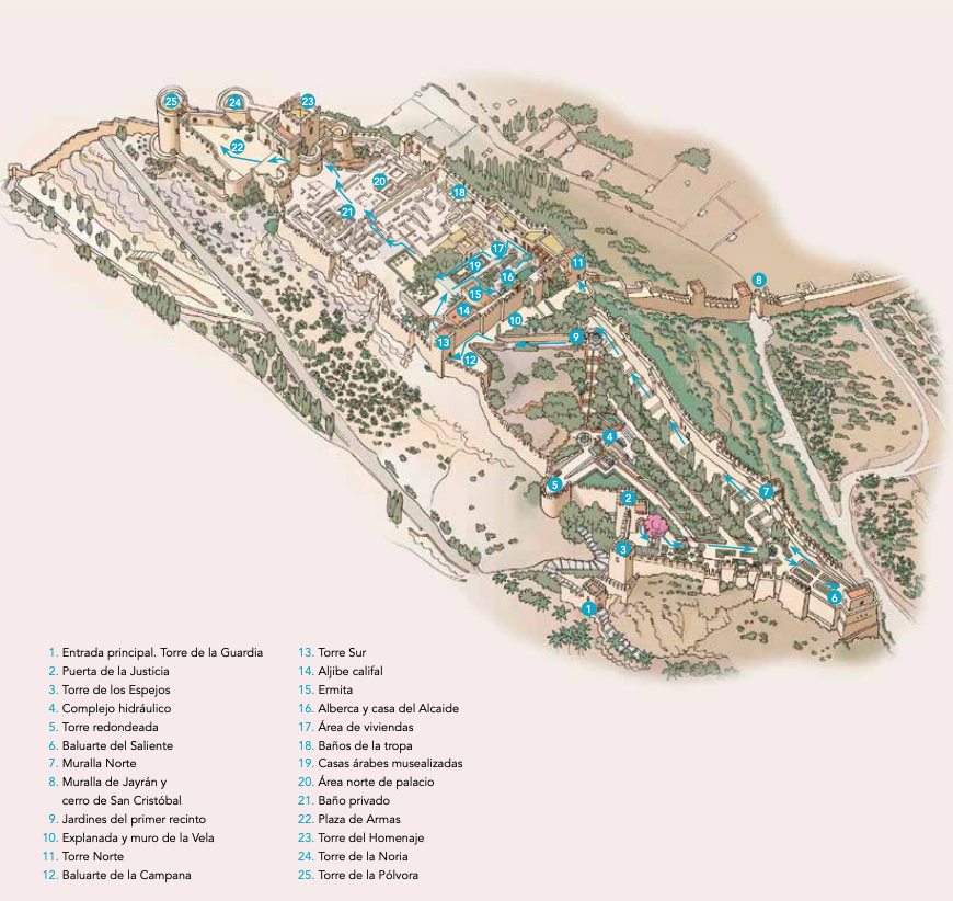Plan of Alcazaba route from the official pamphlet