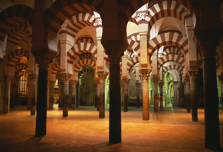 The building's existing 865 columns (originally 1293, before the cathedral arrived) were recycled from various sources, including the Visigothic basilica over which the mosque was built. (c) Michelle Chaplow