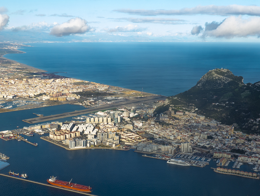 A bird's-eye view of the Gibraltar Airport Runway © Michelle Chaplow