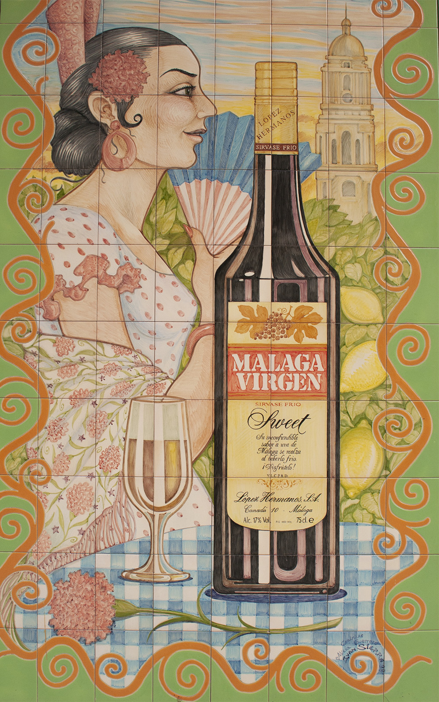 A beautiful ceramic tile depicting Málaga Dulce © Michelle Chaplow