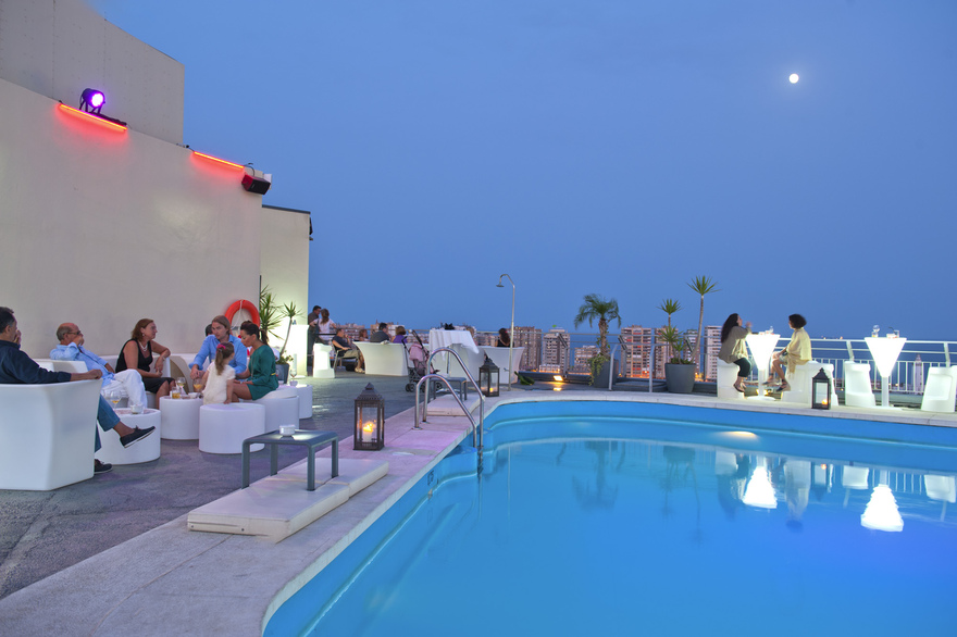 Chill out lounge on the top of the Hotel AC Malaga Palacio © Michelle Chaplow