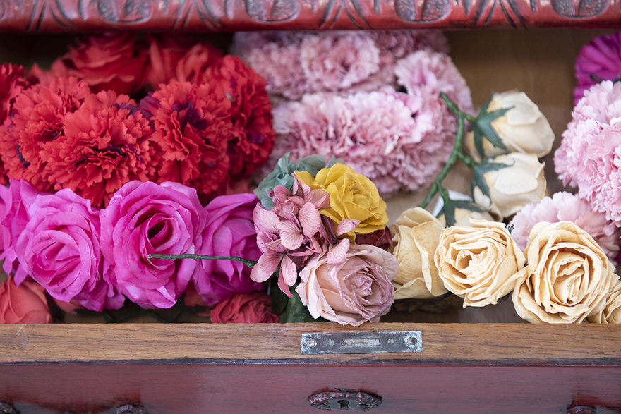 The Studio of Jose Galvañ in Seville is a real treasure trove for Famenco outfits and acessories © Michelle Chaplow