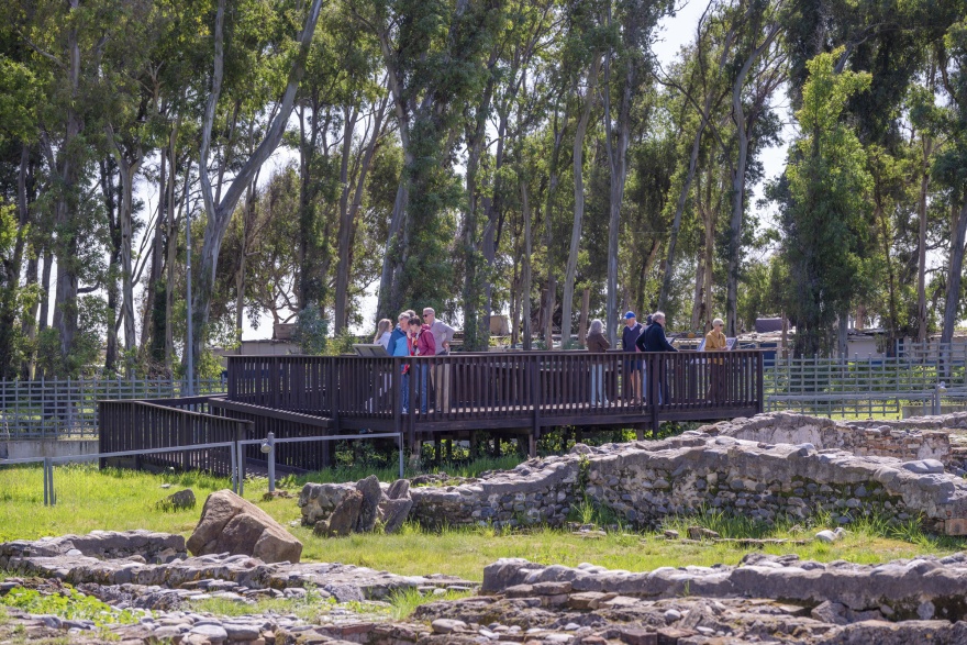 Explore the Paleochristian Basilica of Vega del Mar from elevated platforms featuring interpretation signs and drawings that offer a unique panoramic view of this fascinating archaeological site © Michelle Chaplow