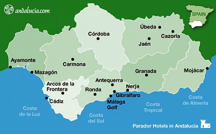 Map of all the Paradores in Andalucia © Michelle Chaplow