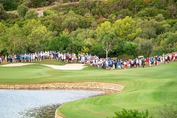 First Green and fairway view form the tee at Finca Cortesin, Day 1 Soheim Cup 2023 © Organisation