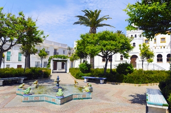 The Town Hall and the famous little frogs around  the fountain © Michelle Chaplow