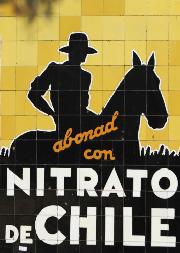 The famous ceramic tiled advert for Nitrado de Chile Almonaster la Real © Michelle Chaplow