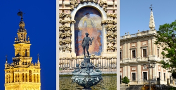 Seville’s UNESCO World Heritage treasures: the majestic Royal Alcázar of Seville, the iconic Seville Cathedral and Archivo General de Indias © Michelle Chaplow