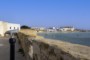 La Caleta Beach seen from the city walls of Cádiz — a serene stretch of sand framed by history and the Atlantic breeze © Michelle Chaplow
