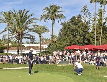 Julien Guerrier from France and Jorge Campillo from Extremadura, Spain on the 18th © Michelle Chaplow