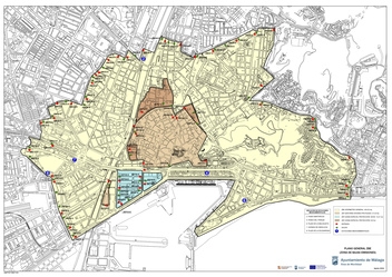 Low Emission Zone in Malaga  is outer area marked in yellow