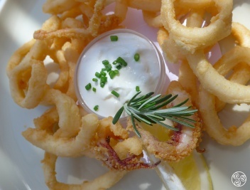  Feria food- 'Calamares fritos con ali-oli Andaluz'- Fried squid with Andalusian garlic mayonnaise. © Michelle Chaplow