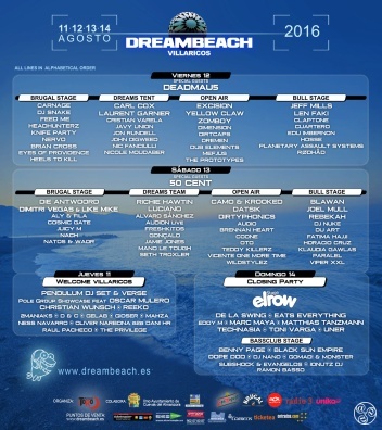 Dreambeach festival 2016 line up poster