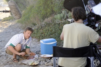 Jaime Oliver filming his TV show "Jaime does Andalucia", location the Estepona Beach © Michelle Chaplow
