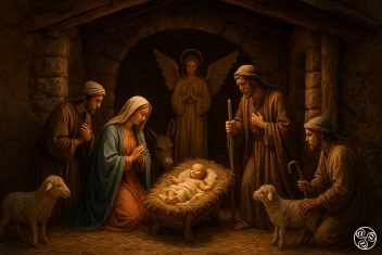 Nativity Scene Baby Jesus from a Christmas nativity scene – or “Belén” (Spanish for Bethlehem).